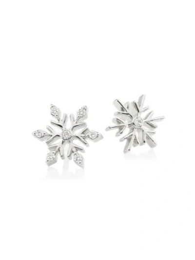Roberto Coin Disney's Frozen 2 X  18k White Gold & Diamond Snowflake Stud Earrings
