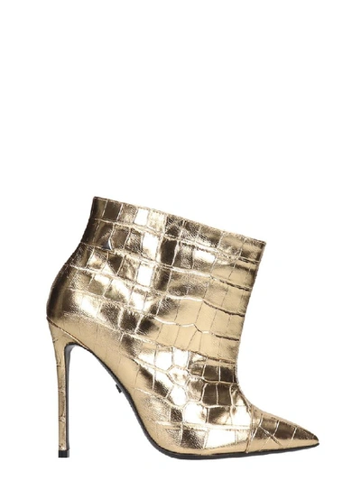 Greymer High Heels Ankle Boots In Gold Leather