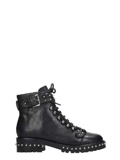Lola Cruz Combat Boots In Black Leather