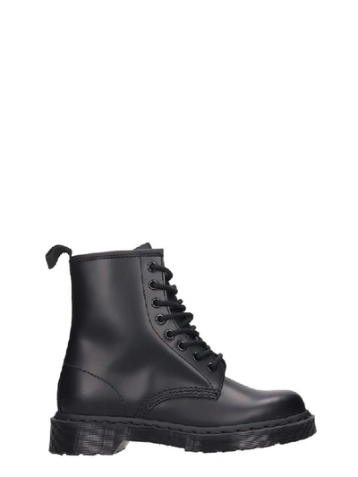 Dr. Martens' 1460 Mono Combat Boots In Black Leather