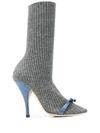 Marco De Vincenzo Knit Booties With Micro Crystals In Grey,light Blue