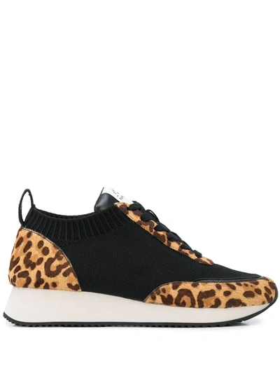 Loeffler Randall Women's Remi Leopard-print Calf Hair & Leather Knit Trainers In Black/light