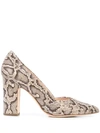 Loeffler Randall Paulina Block-heel Snakeskin-embossed Leather Pumps In Dune