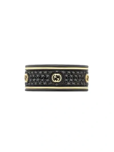 Gucci Icon Ring With Interlocking G And Diamonds In Undefined