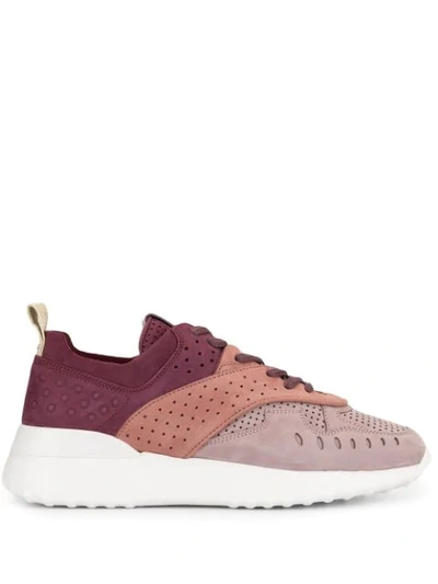 Tod's Perforated Nubuck Trainers In Purple