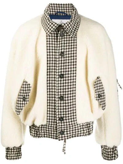 Vivienne Westwood Contrast Check-print Bomber Jacket In Neutrals