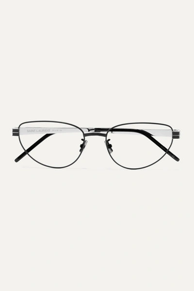 Saint Laurent Vintage Monogram Oval-frame Optical Glasses In Black