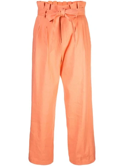 Alice And Olivia Paperbag Lightweight Trousers In Orange