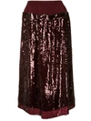 Tibi Sequin-embellished Silk Skirt In Burgundy