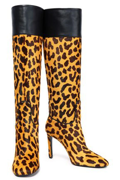 Roger Vivier Leather-paneled Leopard-print Calf Hair Knee Boots In Animal Print