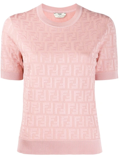 Fendi Ff Motif Knitted Top In Pink