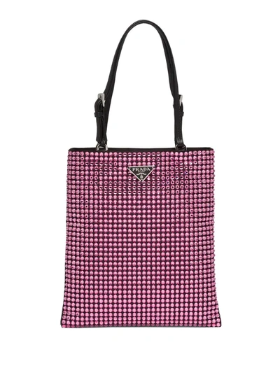 Prada Mini Crystal Crossbody Bag In Rosa