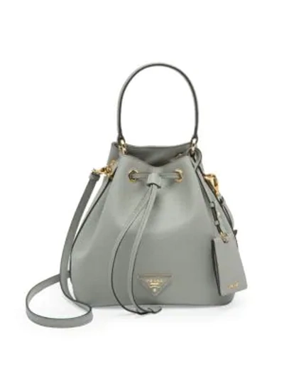 Prada Women's Leather Bucket Bag In Grey