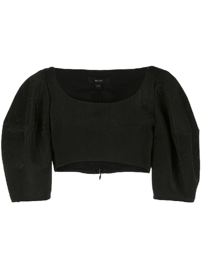 Ellery Puffed Sleeve Cropped Top Black
