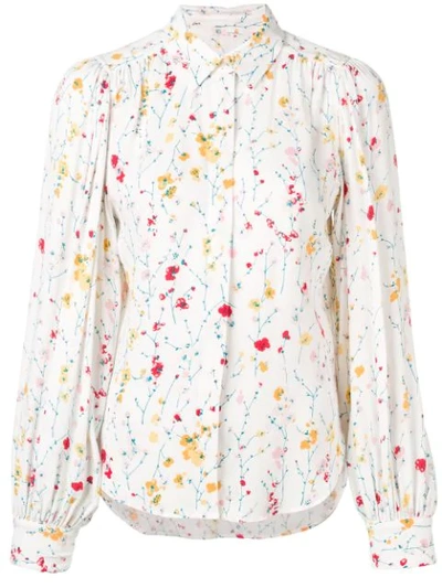 Equipment Marcilly Floral-print Washed-crepe Blouse In White