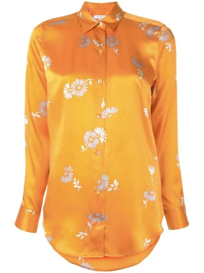 Equipment Essential Floral-print Silk-satin Shirt In Orange Multi