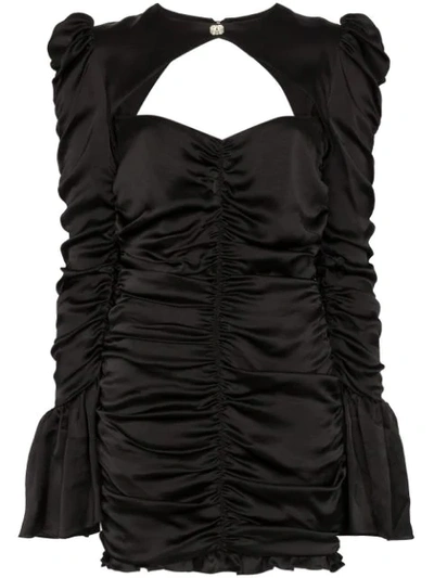 De La Vali Al Capone Silk Mini Dress In Black