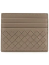 Bottega Veneta Woven Card Holder In Grey