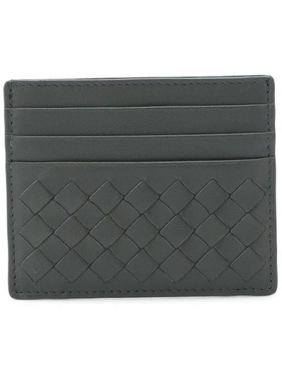 Bottega Veneta Intrecciato Weave Card Case In Grey