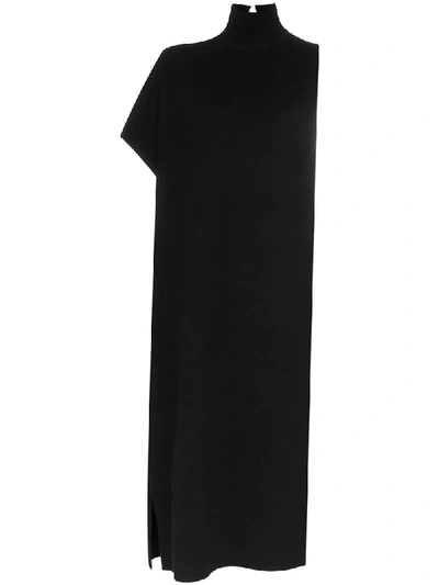 Jil Sander Asymmetric Wool Cape In Black