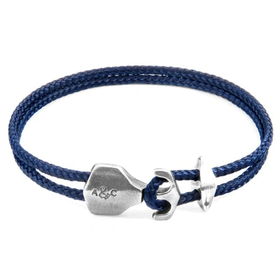 Anchor & Crew Navy Blue Delta Anchor Silver & Rope Bracelet