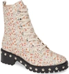 Schutz Andrea Studded Combat Boot In Natural Mini Floral