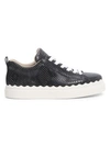 Chloé Lauren Python-embossed Leather Sneakers In Charcoal Black
