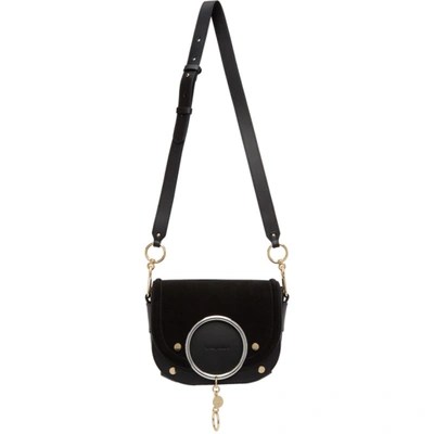 See By Chloé Mara Embellished Suede And Leather Shoulder Bag In Black