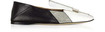Sergio Rossi Shoes Sr1 Two-tone Royal Slippers W/ Crystals In Black,white