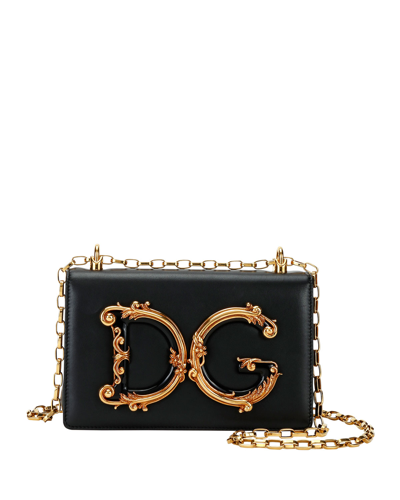 Dolce & Gabbana Baroque Small Leather Crossbody Bag In White