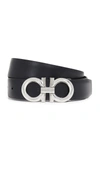 Ferragamo Men's Reversible Leather Belt With Beveled Gancini Buckle In Brown