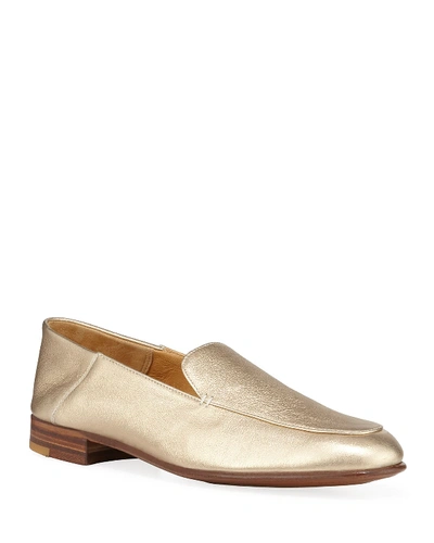 Gravati Flat Leather Smoking Loafer In Gold