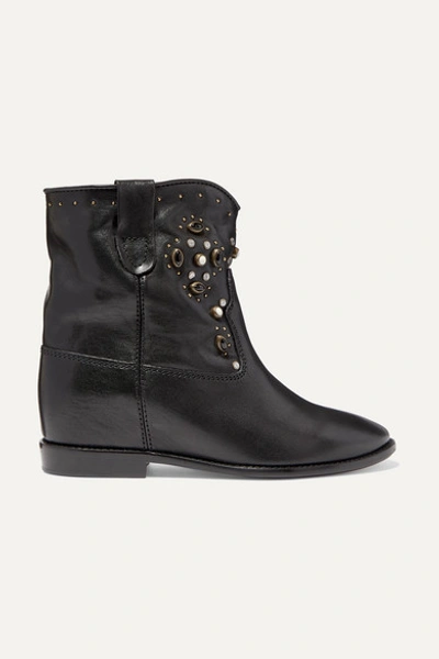 Isabel Marant Cluster Embellished Leather Ankle Boots In Black