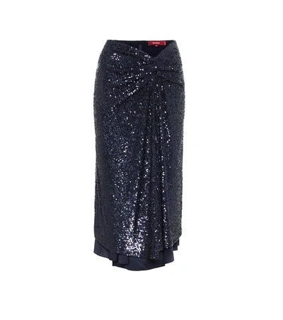 Sies Marjan Kayla Draped Sequined Tulle Midi Skirt In Black