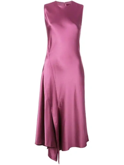 Sies Marjan Vanessa Paneled Textured-satin Midi Dress In Raspberry