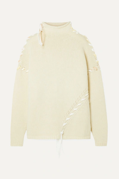 Acne Studios Kaneta Oversized Whipstitched Wool Sweater In Cream