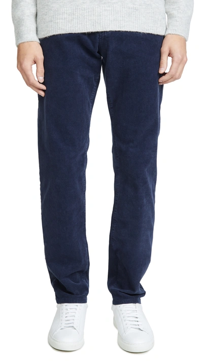 Ag The Graduate Straight Slim Fit Corduroy Pants In Sulfur Deep Trenches In Navy