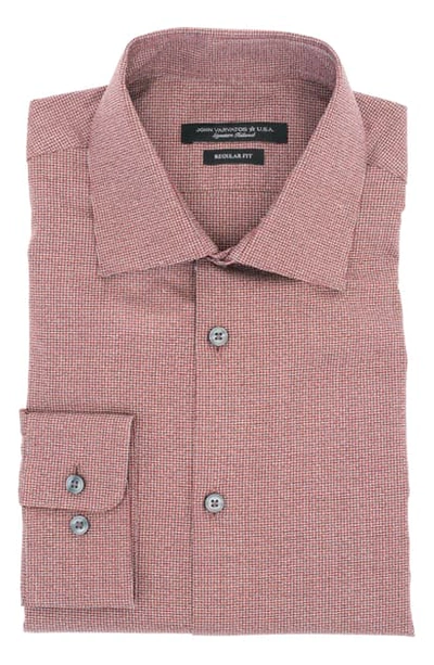 John Varvatos Melange Micro Check Regular Fit Dress Shirt In Cranberry