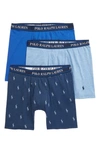 Polo Ralph Lauren Stretch Cotton Boxer Briefs - Pack Of 3 In Blue