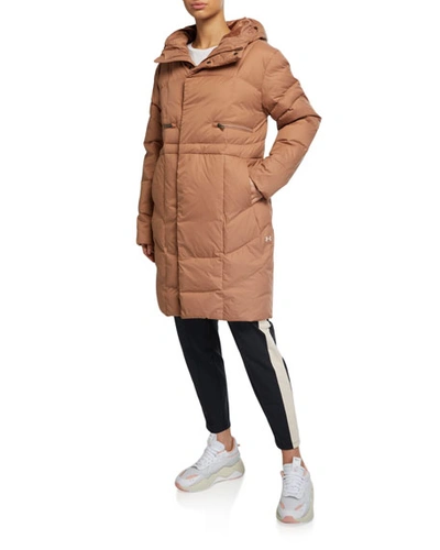 Under Armour Ua Armour Quilted Down Parka Coat In Brown