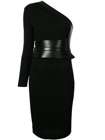 Tom Ford One-shoulder Bodycon Dress With Removable Leather Harness In Black