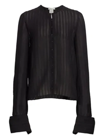 The Row Bruna Smocked Blouse In Black