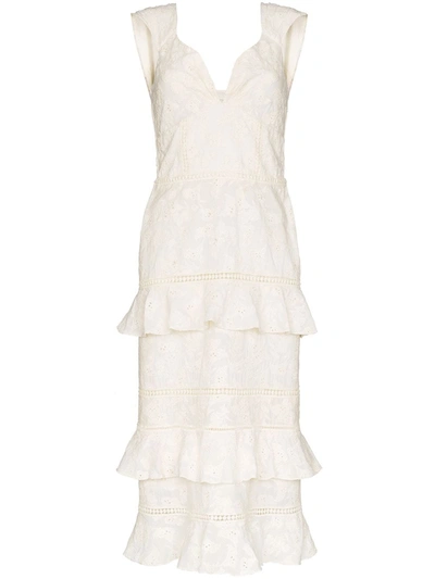 Johanna Ortiz Traduce Me Convertible Off-the-shoulder Ruffled Lace Dress In White