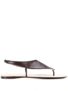 The Row Ravello Leather Stretch Sandals In Brown