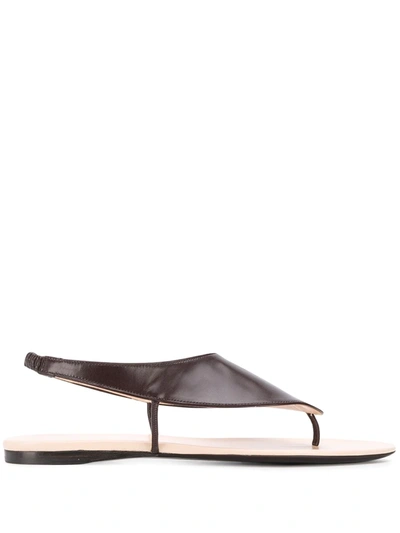 The Row Ravello Leather Stretch Sandals In Brown