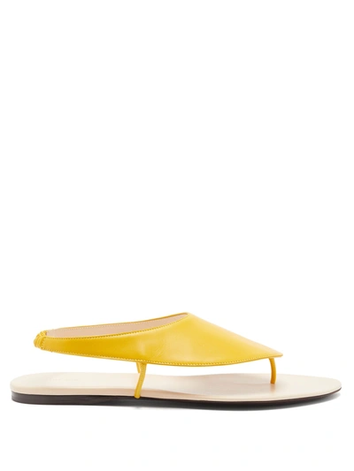 The Row Ravello Leather Stretch Sandals In Yellow