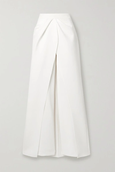 Brandon Maxwell Skirted High-rise Train-back Wide-leg Trousers In Ivory