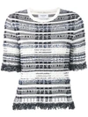 Thom Browne Check-print Tweed T-shirt In Blue