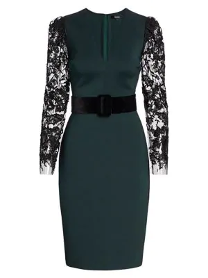 badgley mischka lace sleeve gown