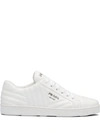 Prada Quilted Leather Logo Sneakers In White